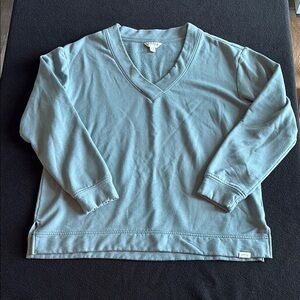 Orvis Blue Gray V-Neck Pullover Soft Cozy GUC Medium